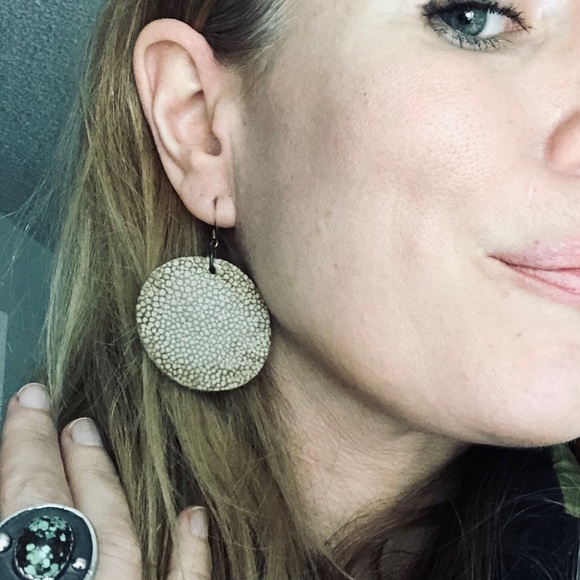 Large Leather Handmade Earrings - Picture 5 of 6